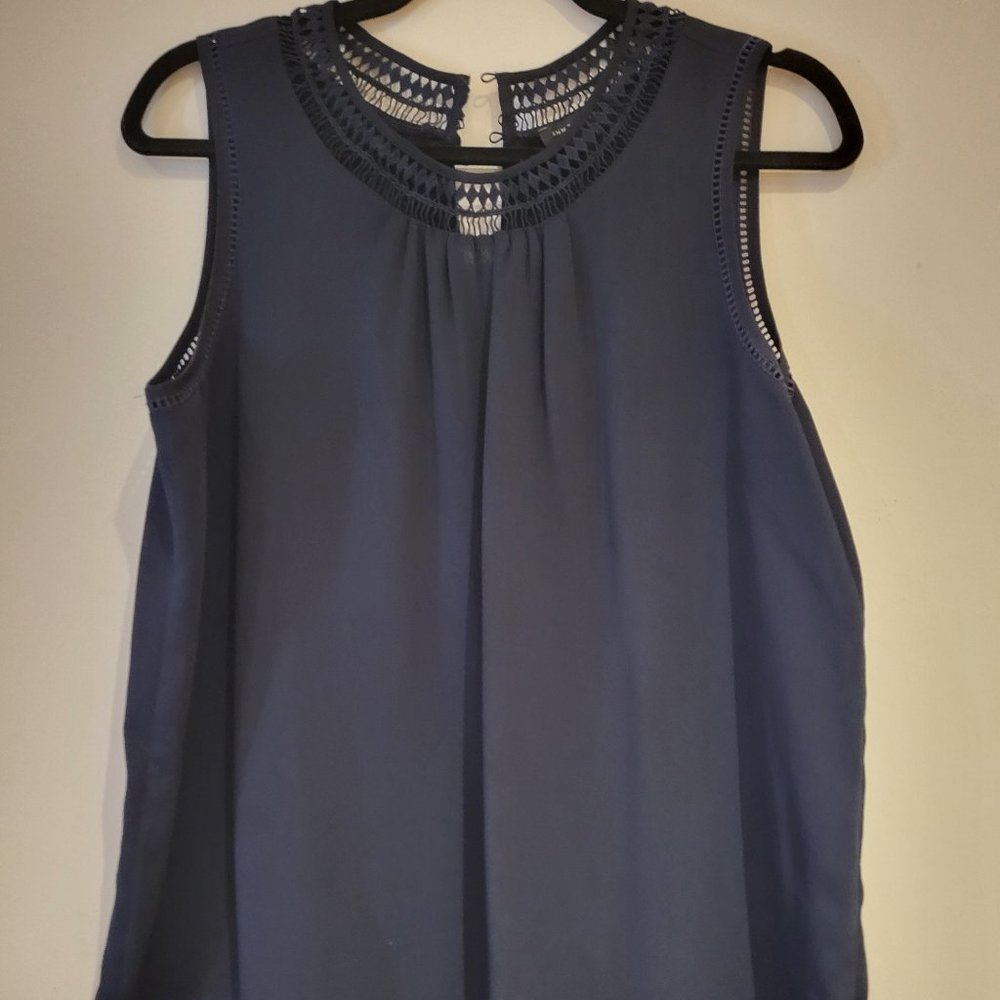 Navy Blue Blouse Lace detail